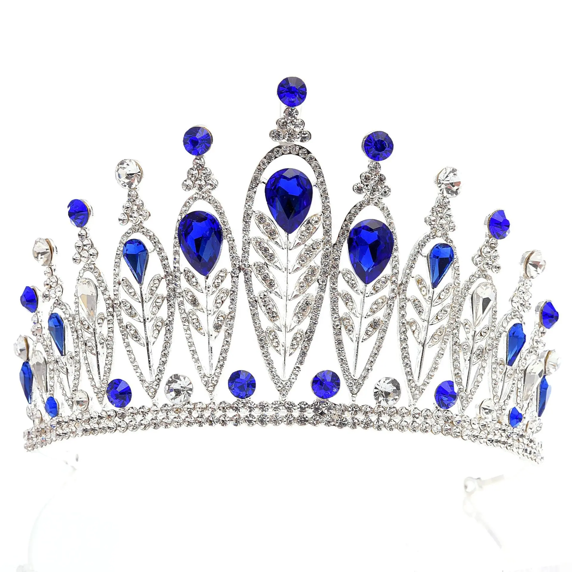 Cheerfeel avanzado personalizado de Metal de fiesta de boda de novia pelo de la princesa tiaras diamante hecho a mano coronas azul pelo accesorio HP438