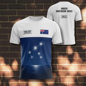T-shirt personnalisé avec nom pour la Journée de l'Australie, drapeau australien, nuit étoilée, galaxie, croix du sud, 26 janvier - Product Image 1