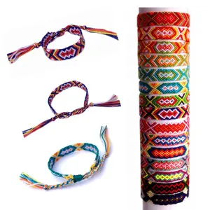 Vente en gros de bijoux faits à la main, vagues du népal, Bracelet d'amitié ethnique réglable et coloré, corde Boho tressée