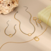 Ensemble de bijoux chaîne cercle minimaliste Punk plaqué or deux tons gland boucles d'oreilles en acier inoxydable Bracelet collier pour femmes