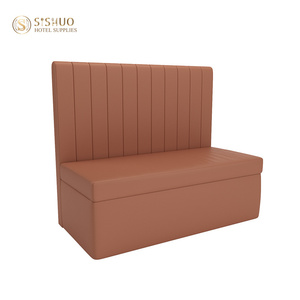 Venta al por mayor moderno personalizado barato muebles de buffet de doble cara sofá asiento de pared larga banco de terciopelo de cuero cabina de restaurante - Product Image 5