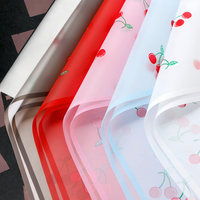 Papier d'emballage pour fleurs en PE imperméable à l'eau, design cerise, personnalisé, élégant, pour bouquets de fleurs pour la Saint-Valentin