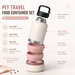 32oz 3 in 1 Leakproof Pet Travel <b>Water</b> <b>Bottle</b> <b>for</b> <b>Dogs</b> Detachable Bowls Keeps <b>Water</b> Cold Christmas Gift - Product Image 3