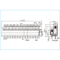 Bloc de bornes à 12 broches American Standard, série Black Barrier, pas de 7,62 mm, 300 V 15 A, application pour circuits imprimés, produit très vendu