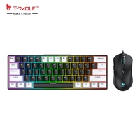 Clavier et souris de jeu filaires OEM 60% 61 touches TKL, clavier mécanique à rétroéclairage RVB avec interrupteurs rouges, ensemble clavier et souris pour PC Gamer