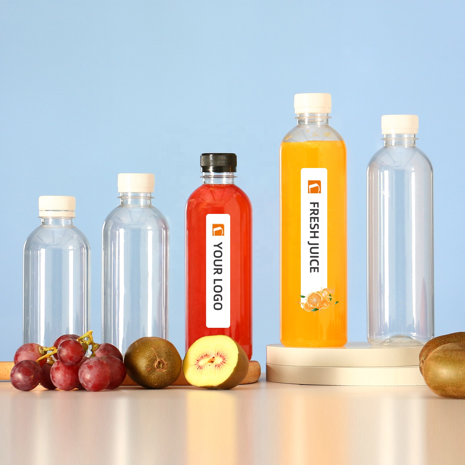 Tanlade 100 Botellas De Plástico Para Jugos Con Tapas, Recipientes