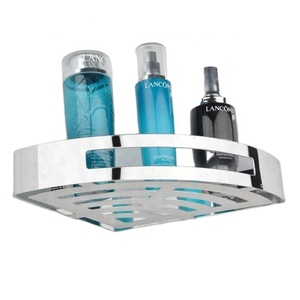 Estante esquinero de <span class=keywords><strong>baño</strong></span>, organizador de almacenamiento de champú pulido con <span class=keywords><strong>espejo</strong></span> de acero inoxidable de una sola capa, gran oferta - Product Image 6