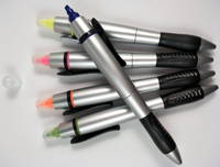 Surligneur avec stylo et stylet combinés, barils multicolores, encre noire à bille, surligneurs en gel à la cire