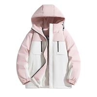 Veste de sport d'extérieur imperméable et respirante à capuche avec fermeture éclair et fourrure, style color-block, grande taille, pour homme et couple, collection Hiver 2026, modèle très prisé