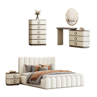 Ensemble de Chambre à Coucher Complet Moderne Blanc Populaire en Gros, Lit King Size Rembourré, Ensemble de Meubles de Chambre de Luxe Entièrement en Bois