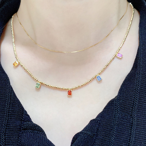 Aazuo – ensemble de bijoux fins en or jaune massif 18 carats, collier et bracelet féeriques en saphirs naturels, cadeau pour femme, ensemble charmant à porter au quotidien - Product Image 6