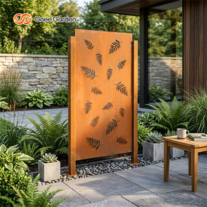 <b>Metal</b> Garden <b>Screen</b> Rectangle Weather Resistant Rustic Orange Outdoor Decor Ornament Modern Plant Theme - Product Image 5