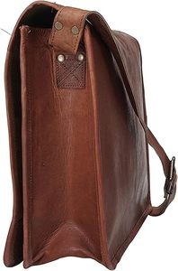 กระเป๋าหนังสะพายข้างแบบมีฝาปิดแบบเต็ม15นิ้วกระเป๋าหนังแท้ผ้าใบเคลือบแวกซ์ขนาดใหญ่ทำด้วยมือกระเป๋าใส่แล็ปท็อป - Product Image 5