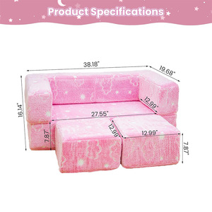Canapé de jeu pour enfants, blocs de construction, tapis en mousse souple, jouet éducatif pour 2 à 4 ans, utilisation domestique, options de couleur rose - Product Image 5