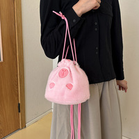 Sac à dos en peluche Capybara marron et rose pour étudiants, design mignon de dessin animé, respirant, ultra-léger, antibactérien, avec cordon de serrage