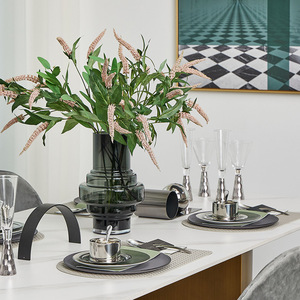 <span class=keywords><strong>Assiette</strong></span> en porcelaine osseuse peu profonde de 8 pouces de luxe moderne <span class=keywords><strong>vert</strong></span> <span class=keywords><strong>olive</strong></span> avec texture en cuir de style design INS pour mariages et fêtes - Product Image 5