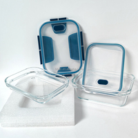 Boîte à lunch en verre à double couche détachable avec couvercle à clip, design minimaliste, pour les voyages