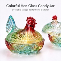Grand pot à bonbons en verre émaillé coloré en forme de poule, récipient de rangement fantaisie en forme de coq, bol à fruits pour la décoration de salon et de la maison
