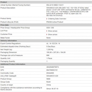 Precio Sorpresa 6SL3210-5BB21-5UV1 VFD Variadores de Frecuencia de Alta Calidad - Product Image 3