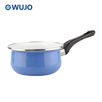 Fabricant de casseroles en émail, ensemble de 5 casseroles en émail bleues avec couvercle
