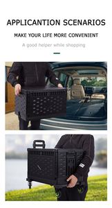 Tianyu T750L Carro de compras Mango de supermercado plegable portátil Tela de plástico plegable Material PP Alta calidad 4 ruedas 90mm - Product Image 2