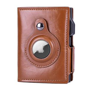Slim Leather Credit <b>Card</b> Holder Dual Slot RFID Blocking <b>Wallet</b> Tracker <b>Card</b> <b>for</b> <b>Men</b> - Product Image 1