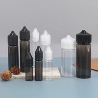 Flacon compte-gouttes en plastique PET transparent noir de 10 ml à 20 ml, emballage antivol, capacité de 50 ml, vente en gros