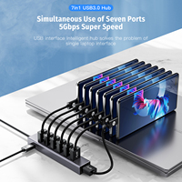 7 puertos USB 3,0 Hub Aluminio HUB 3,0 USB para Macbook Pro Imac PC Laptop Notebook Accesorios