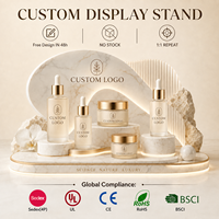 Vitrine de présentation LED pour maquillage, pour comptoir de marque de beauté, avec étagère à 2 niveaux et personnalisation de marque privée