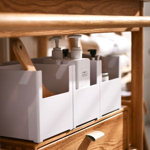 Moderno organizador multifunción de plástico para la cocina debajo del <span class=keywords><strong>fregadero</strong></span>, clasificación de escritorio, almacenamiento de maquillaje, cesta de almacenamiento de aperitivos para uso en bolsas - Product Image 4