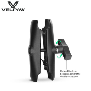 Velpaw Bras à double douille de 1,5 pouce (3,81 cm) et bras de fixation à rotule réglable en aluminium de qualité marine de 15 cm (5,91 pouces) pour sondeur de poissons, GPS, tablette - Product Image 1