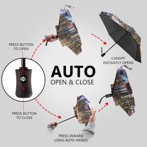 Stylish Straight Foldable <b>Umbrella</b>-Customizable Multi-Color Logo & Lightweight Frame Business Gifts <b>Windproof</b> Fully-Automatic - Product Image 4