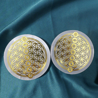 Plaque ronde en sélénite naturelle pour la recharge des 7 chakras, artisanat en cristal, équilibrage énergétique, tranche polie, décoration d'intérieur, vente en gros