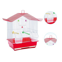 Cage à oiseaux de style maison avec accessoires, petite cage à perroquets pour perruches et agapornis, cage à oiseaux portable en fil métallique avec perchoirs et mangeoires