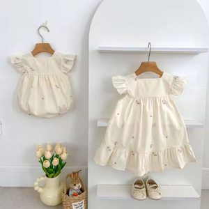 Zomer Nieuwe Baby Romper Geborduurde Bloemen Meisjes Jurkjes Schattige Babykleding - Product Image 3