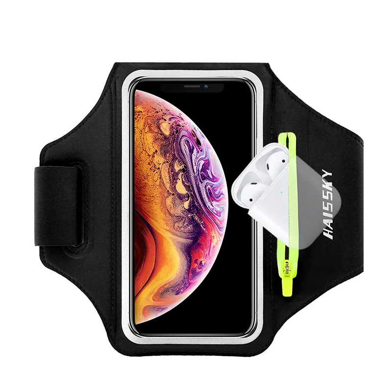 Koşu spor kollukları telefon kılıfı el tutucu fermuar araba anahtarı cep kulaklık çanta için Airpods Pro iPhone Samsung kol bandı çanta