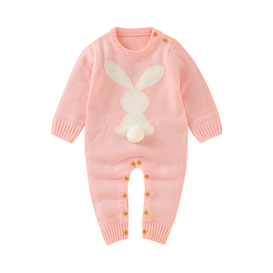 Mimixiong - Mamelucos de punto para bebé recién nacido, ropa de bebé niñ<span class=keywords><strong>a</strong></span>, lindos mamelucos de conejito con pompón, conjuntos de ropa para niños, ropa de bebés - Product Image 6
