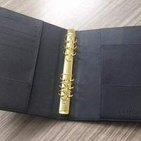 Portefeuille A4 personnalisé en cuir PU noir à 6 anneaux, classeur de budget, porte-monnaie, enveloppe à argent, mini carnet, journal, agenda, organisateur