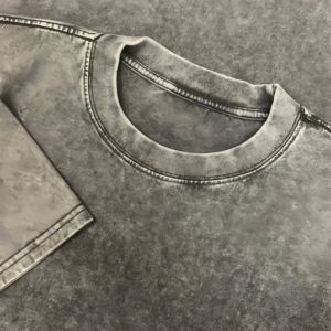 T-<span class=keywords><strong>shirt</strong></span> décontracté unisexe en toile à manches courtes, coupe ample et oversize, 100 % coton, délavé à l'acide, anti-boulochage - Product Image 3