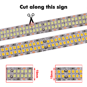 Bande LED flexible auto-adhésive 12V24V SMD COB 2835 haute densité, double/triple rangée, 240 360 480 LED/m, 15 mm, pour intérieur - Product Image 3