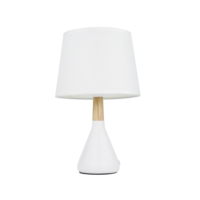 Lampe de chevet style mixte en acier et bois E27, support en bois, abat-jour, lampe de table de chevet pour chambre d'enfant, prix d'usine