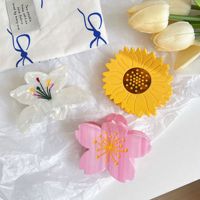 Pince à Cheveux en Acétate Forme Fleur de Marguerite Mignonne Printemps-Été, Accessoire pour Filles, Pince à Cheveux Tournesol et Fleur de Cerisier