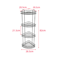 Étagère d'angle polyvalente noire en fer forgé à 4 niveaux pour salle de bain et douche