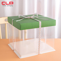 Boîte à gâteau acrylique transparente en PVC transparent avec ruban cadeau d'anniversaire recyclable écologique pour la pâtisserie utilisation alimentaire