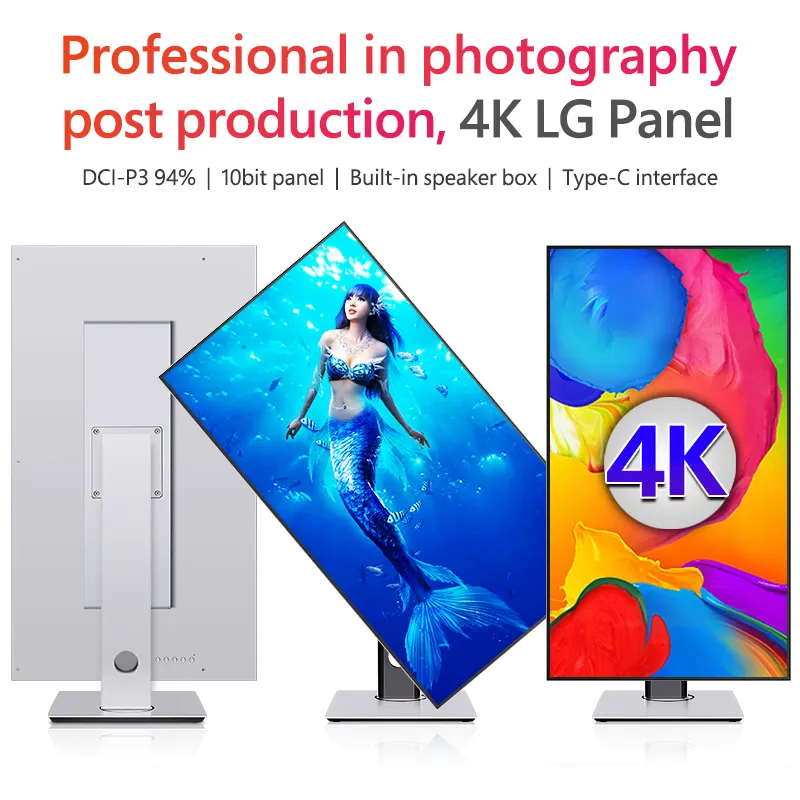 Ekran 32 inç 4K HD IPS sınırsız dikey masaüstü bilgisayar fotoğrafçılığı LCD Typec harici ekran