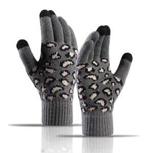 Winter Warm <strong>Gloves</strong> Women <strong>Leopard</strong> <strong>Print</strong> Knitting Touch Screen <strong>Gloves</strong> Men <strong>Gloves</strong> Mobile Phone Christmas Gift - Product Image 2