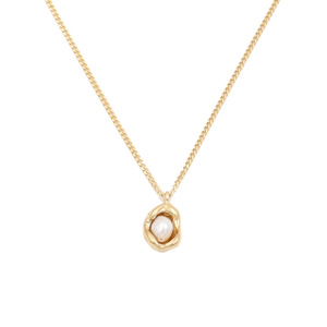 French Style Luxury 18k Gold Plated Pearl Necklace For Women Irregular Shape Stainless Steel Bezel Setting Everyday Wear - Product Image 4