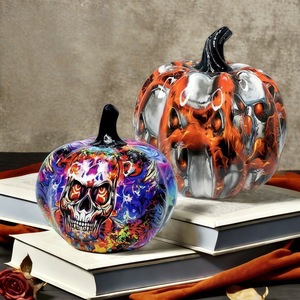 Nouvelle figurine décorative en résine époxy sculptée, motif citrouille graffiti d'Halloween, pour la décoration de cour, de jardin et d'extérieur - Product Image 3