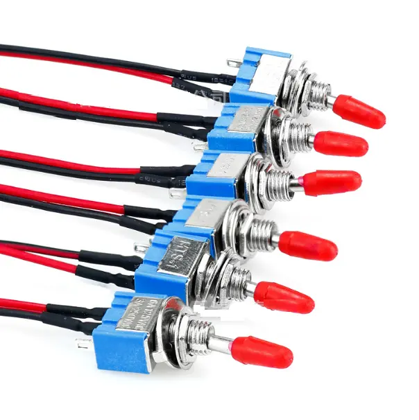 Mini button switch MTS-102 3-pin 2-speed welding strip wire/with insulated red protective cover wire length 30CM