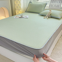 Parure de Lit 3 Pièces Couleur Unie Simple Moderne, Drap de Lit Effet Relief 3D Pois Glace, Housse de Lit Antidérapante et Très Élastique, Sensation Fraîche